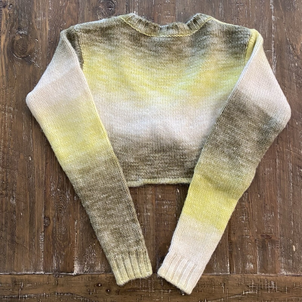 FOR LOVE & LEMONS Sweater Womens S Cropped Twist Sage & Yellow NEW - Picture 6 of 13